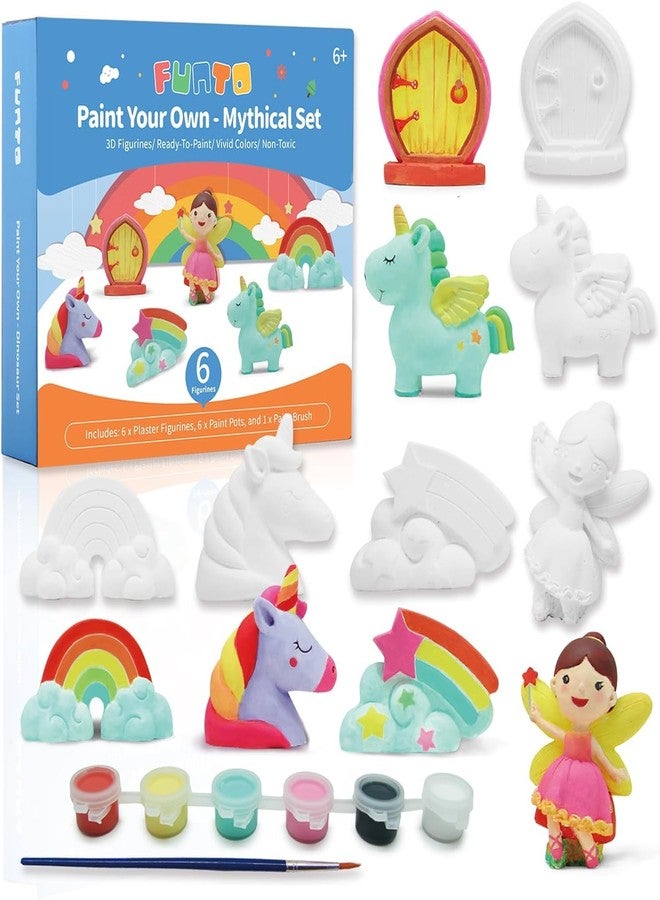 Funto Paint Your Own Unicorn Painting Kit, Arts and Crafts Set, STEAM Project Creative Activity DIY Toys, with 6 Figurines, 6 Paint Pots, 1 Brush - Image 1